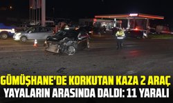 Gümüşhane'de korkutan kaza 2 araç yayaların arasında daldı: 11 yaralı