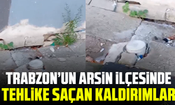 Trabzon’un Arsin ilçesinde tehlike saçan kaldırımlar