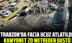 Trabzon’da belediye kamyoneti fren boşalınca 20 metreden düştü