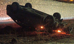 Gümüşhane’de kontrolden çıkan otomobil ters döndü: 1 yaralı