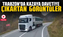 Araklı-Bayburt yolunda tır dehşeti kamerada!