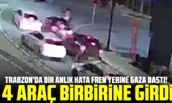 Fren yerine gaza bastı, 4 araç birbirine girdi: Kaza anı kamerada