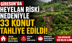 Giresun'da heyelan riski nedeniyle toplam 33 konut tahliye edildi