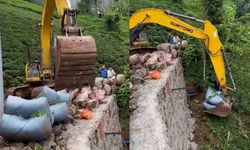 Rize'de iş makinesiyle 'çay taşıma operasyonu'