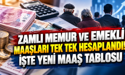 Zamlı memur ve emekli maaşları tek tek hesaplandı! İşte yeni maaş tablosu