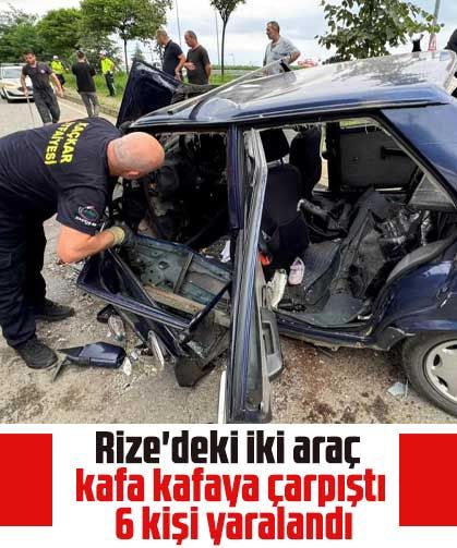 Rize'deki iki araç kafa kafaya çarpıştı: 6 kişi yaralandı