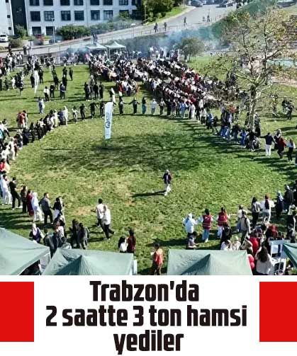 Trabzon'da 2 saatte 3 ton hamsi yediler