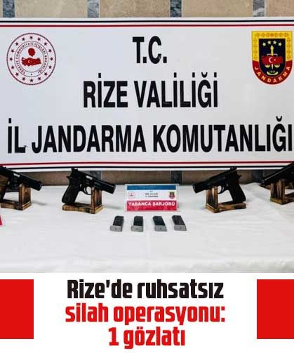 Rize'de ruhsatsız silah operasyonu: 1 gözlatı