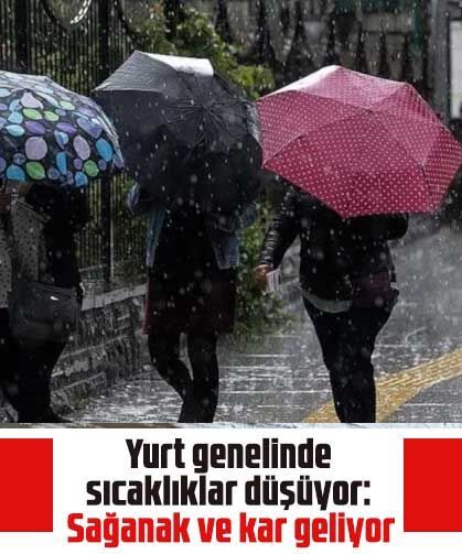 Yurt genelinde sıcaklıklar düşüyor: Sağanak ve kar geliyor