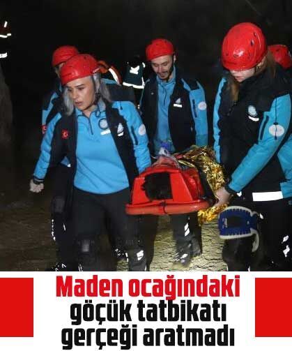 Maden ocağındaki göçük tatbikatı gerçeği aratmadı