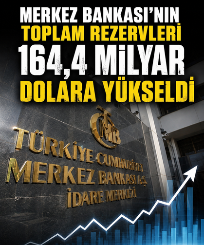 Merkez Bankası'nın toplam rezervleri 164,4 milyar dolara yükseldi