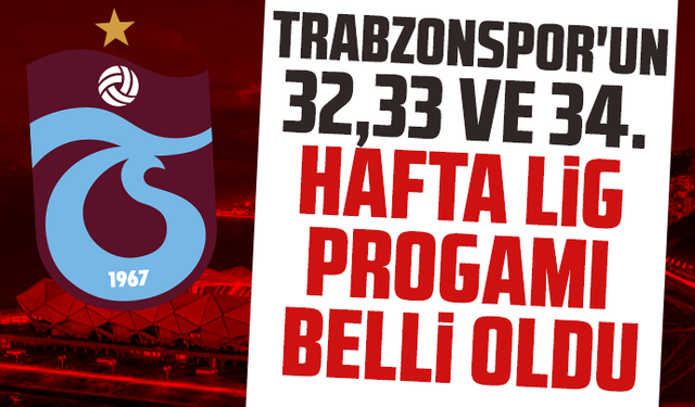 Trabzonspor'un 32,33 ve 34. hafta lig progamı belli oldu