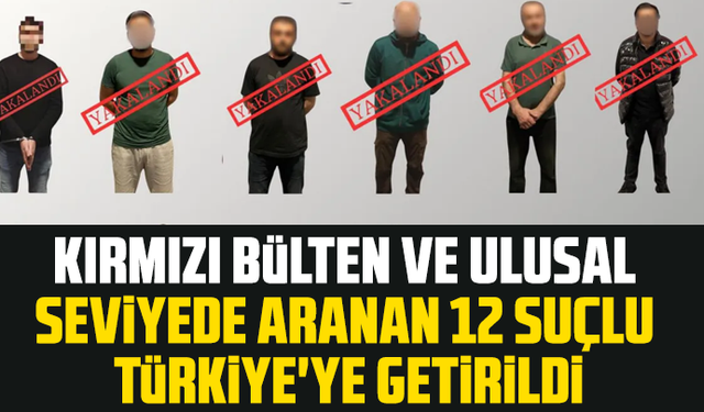 Kırmızı bülten ve ulusal seviyede aranan 12 suçlu Türkiye'ye getirildi