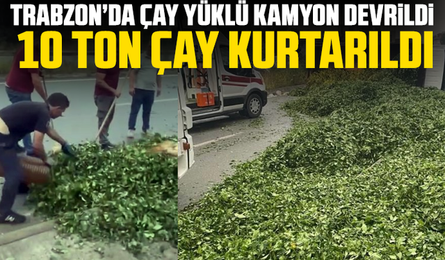 Trabzon’da Çay Yüklü Kamyon Devrildi: 10 Ton Çay Kurtarıldı
