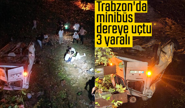 Trabzon'da minibüs dereye uçtu: 3 yaralı