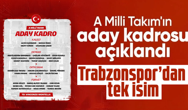 A Milli takım kadrosu açıklandı! Trabzonspor'dan tek isim