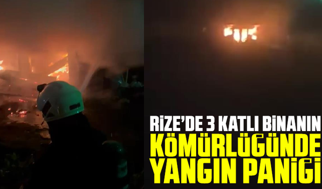 Rize’de 3 katlı binanın kömürlüğünde yangın paniği