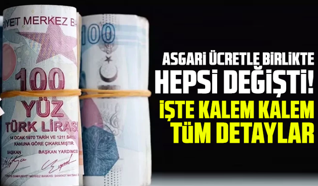 Asgari ücretle birlikte hepsi değişti! İşte kalem kalem tüm detaylar