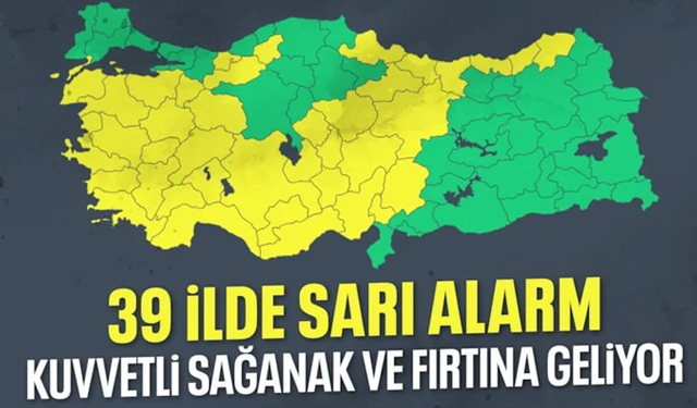 39 il için sarı kodlu uyarı: Şiddetli sağanak ve fırtına geliyor