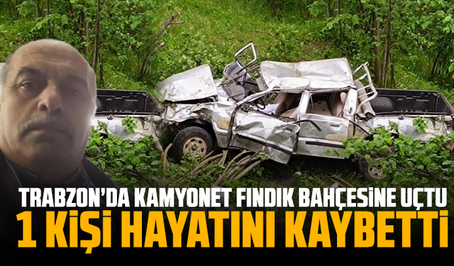 Trabzon’da kamyonet fındık bahçesine uçtu: 1 ölü