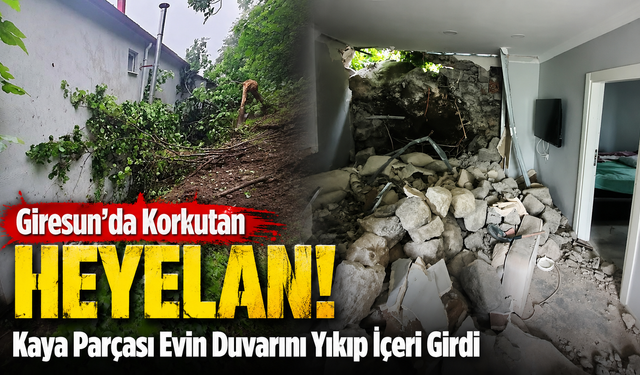 Giresun’da Korkutan Heyelan! Kaya Parçası Evin Duvarını Yıkıp İçeri Girdi