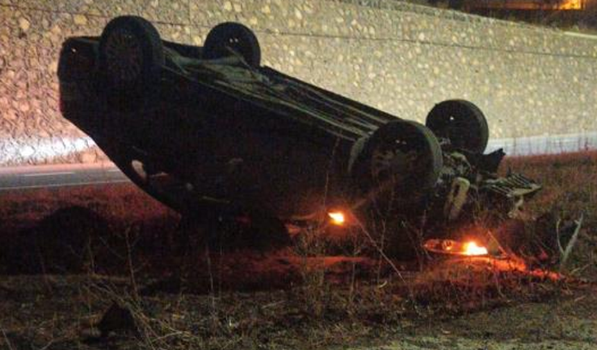 Gümüşhane’de kontrolden çıkan otomobil ters döndü: 1 yaralı