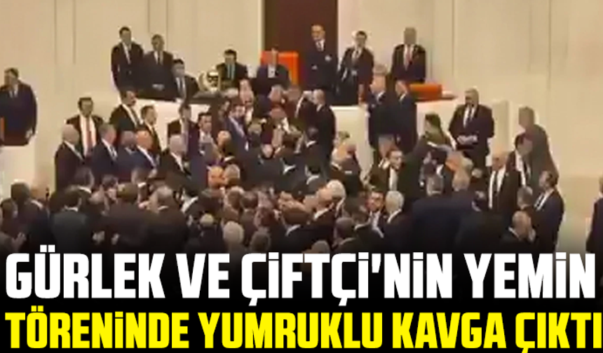 Meclis'te kıyamet koptu! Gürlek ve Çiftçi'nin yemin töreninde yumruklu kavga çıktı