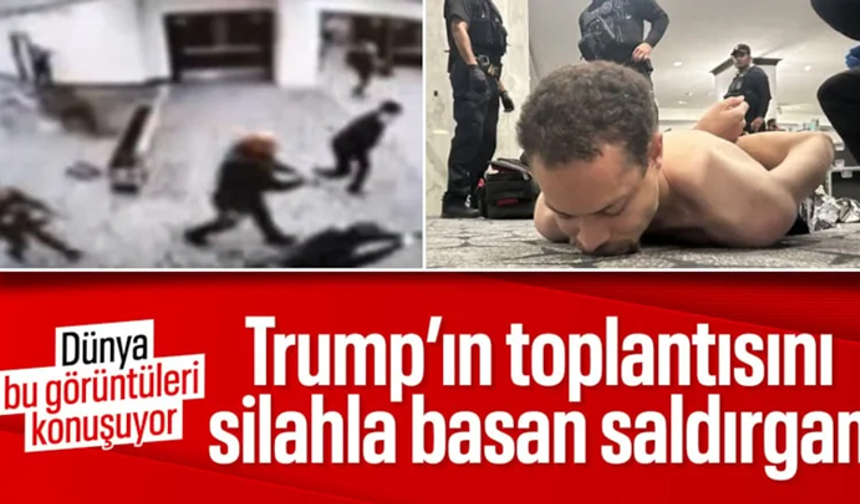 Trump paylaştı: Silahlı saldırganın salona girdiği anlar