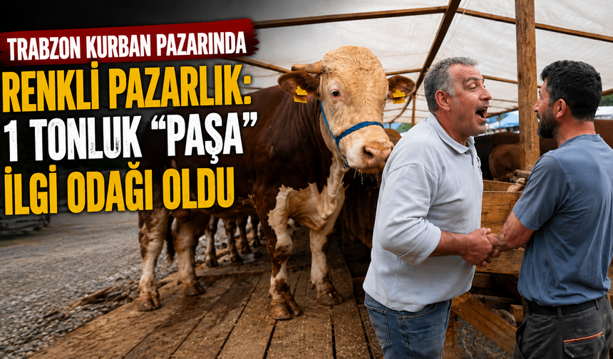 Trabzon Kurban Pazarında Renkli Pazarlık: 1 Tonluk “Paşa” İlgi Odağı Oldu