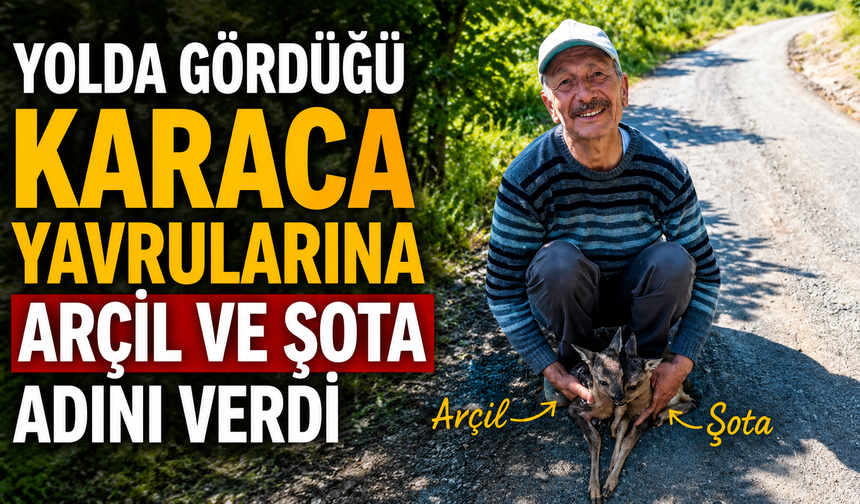 Yolda gördüğü karaca yavrularına Arçil ve Şota adını verdi