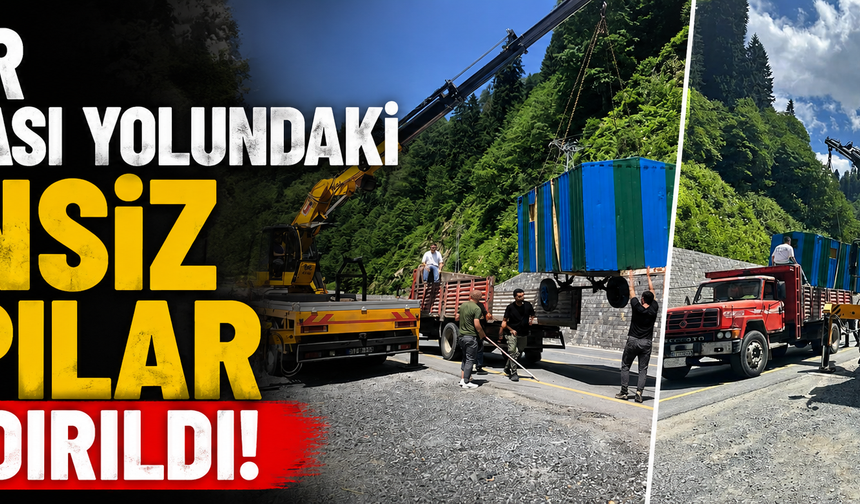 Ayder Yaylası yolundaki izinsiz yapılar kaldırıldı