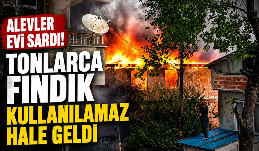 Alevler evi sardı! Tonlarca fındık kullanılamaz hale geldi