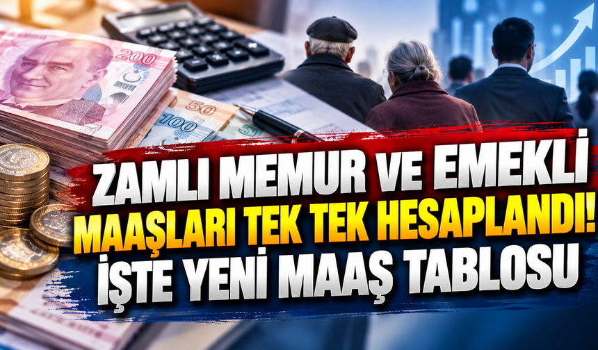 Zamlı memur ve emekli maaşları tek tek hesaplandı! İşte yeni maaş tablosu