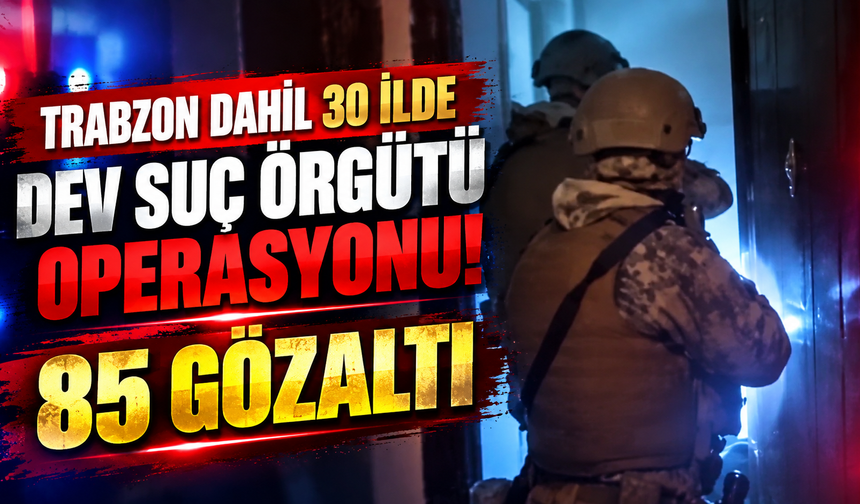 Trabzon dahil 30 ilde dev suç örgütü operasyonu! 85 gözaltı
