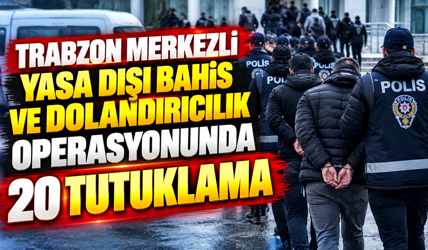 Trabzon merkezli yasa dışı bahis ve dolandırıcılık operasyonunda 20 tutuklama