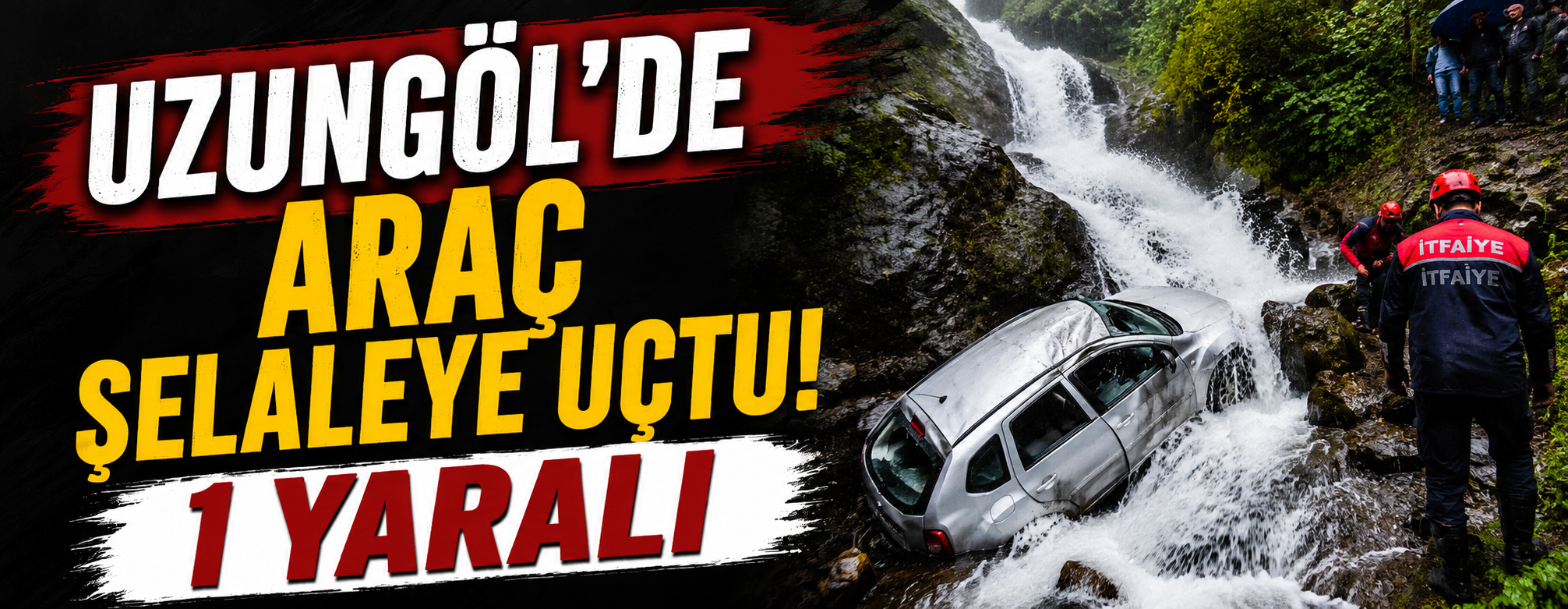 Uzungöl'de araç şelaleye uçtu: 1 yaralı