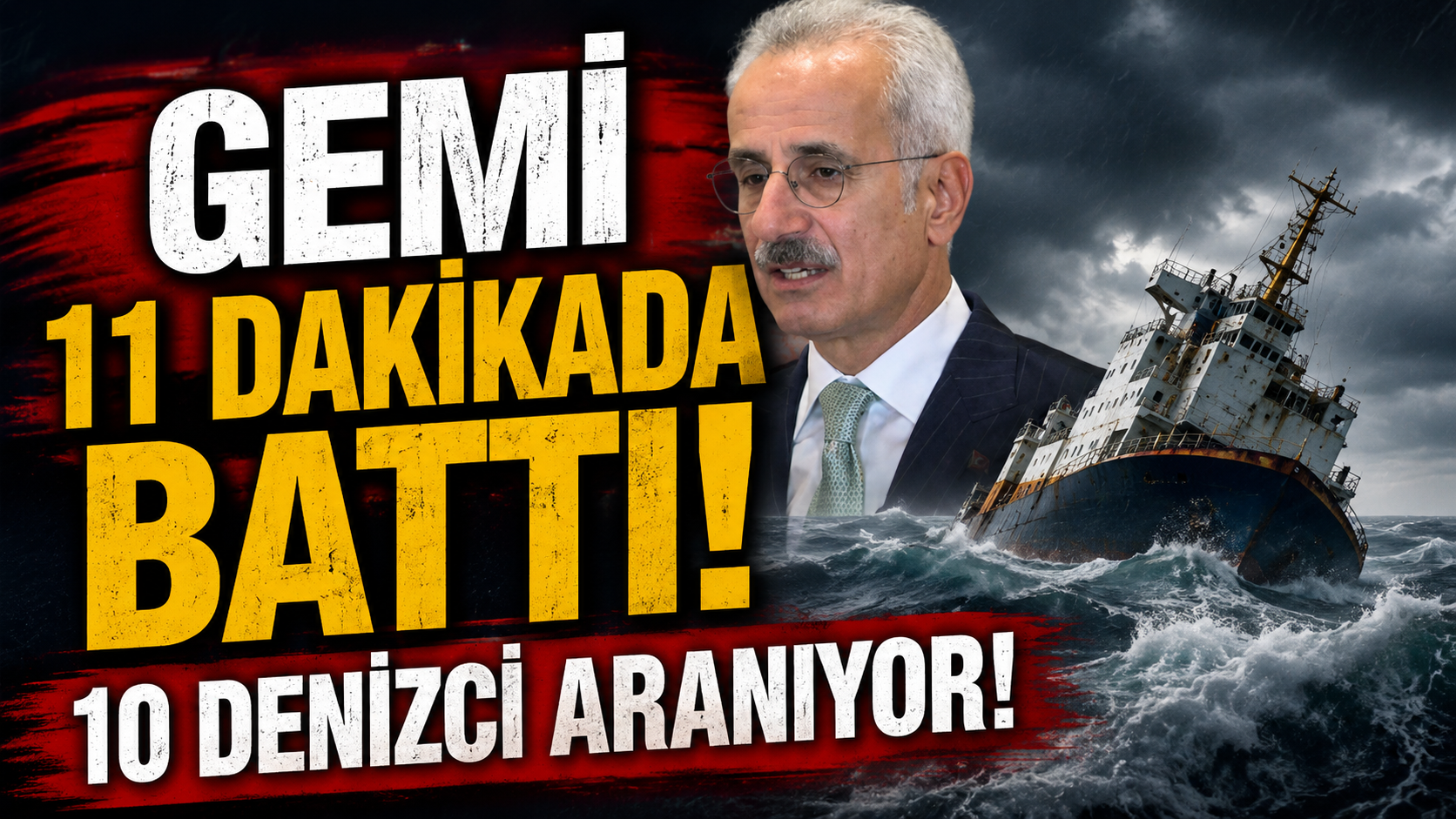 Bakan Uraloğlu açıkladı: Gemi 11 dakikada battı, 10 denizci aranıyor