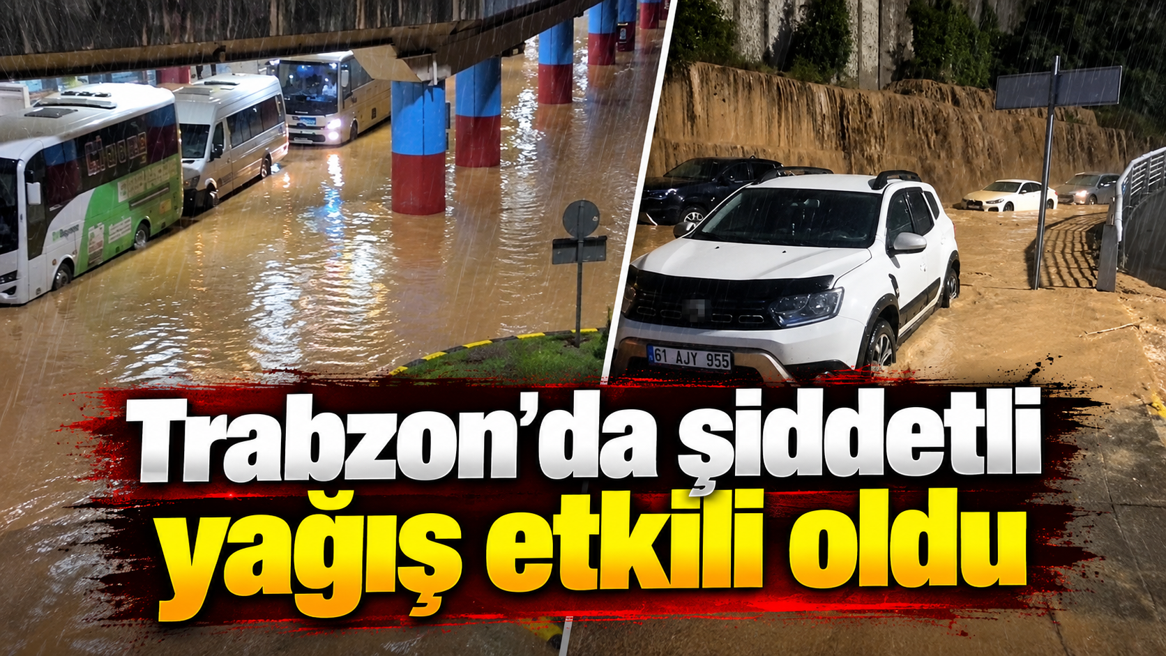 Trabzon'da şiddetli yağış etkili oldu